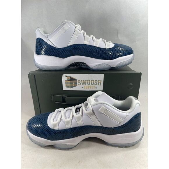 Nike Air Jordan 11 Retro Low LE Snakeskin White Black Navy CD6846 102 Size 10 - Picture 6 of 7